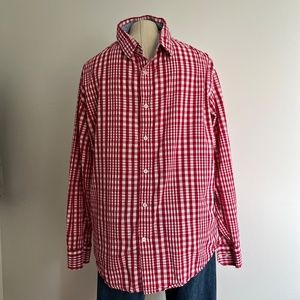 Attitude - Red &White Checkered Long Sleeve Casual Button Down Shirt